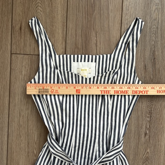 Maeve Blue/White Fowler Striped Midi dress with belt by Anthropologie - Picture 8 of 10